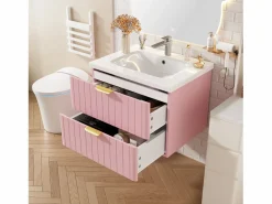 ModernLuxe Mueble de baño suspendido - con lavabo de cerámica - con 2 cajones - ​ (grifo no incluido)