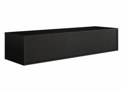Vente-unique Mueble de baño suspendido estriado con lavabo doble, mate, 150 cm, ARNEGA