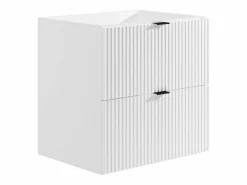 Hot Vente-unique Mueble de baño suspendido estriado con lavabo para encastrar, mate, An60 cm, ZEVINI Blanco