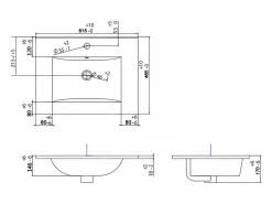 Hot Vente-unique Mueble de baño suspendido estriado con lavabo para encastrar, mate, An60 cm, ZEVINI Blanco