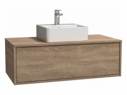 Vente-unique Mueble de baño suspendido con lavabo - roble - 94x32 cm - TEANA
