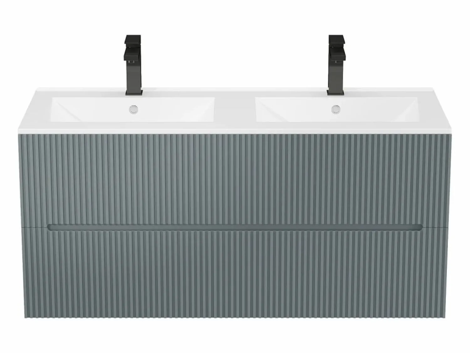 Online Vente-unique Mueble de baño suspendido con lavabo y grifo - Estriado - 120 cm - PAVANI Gris