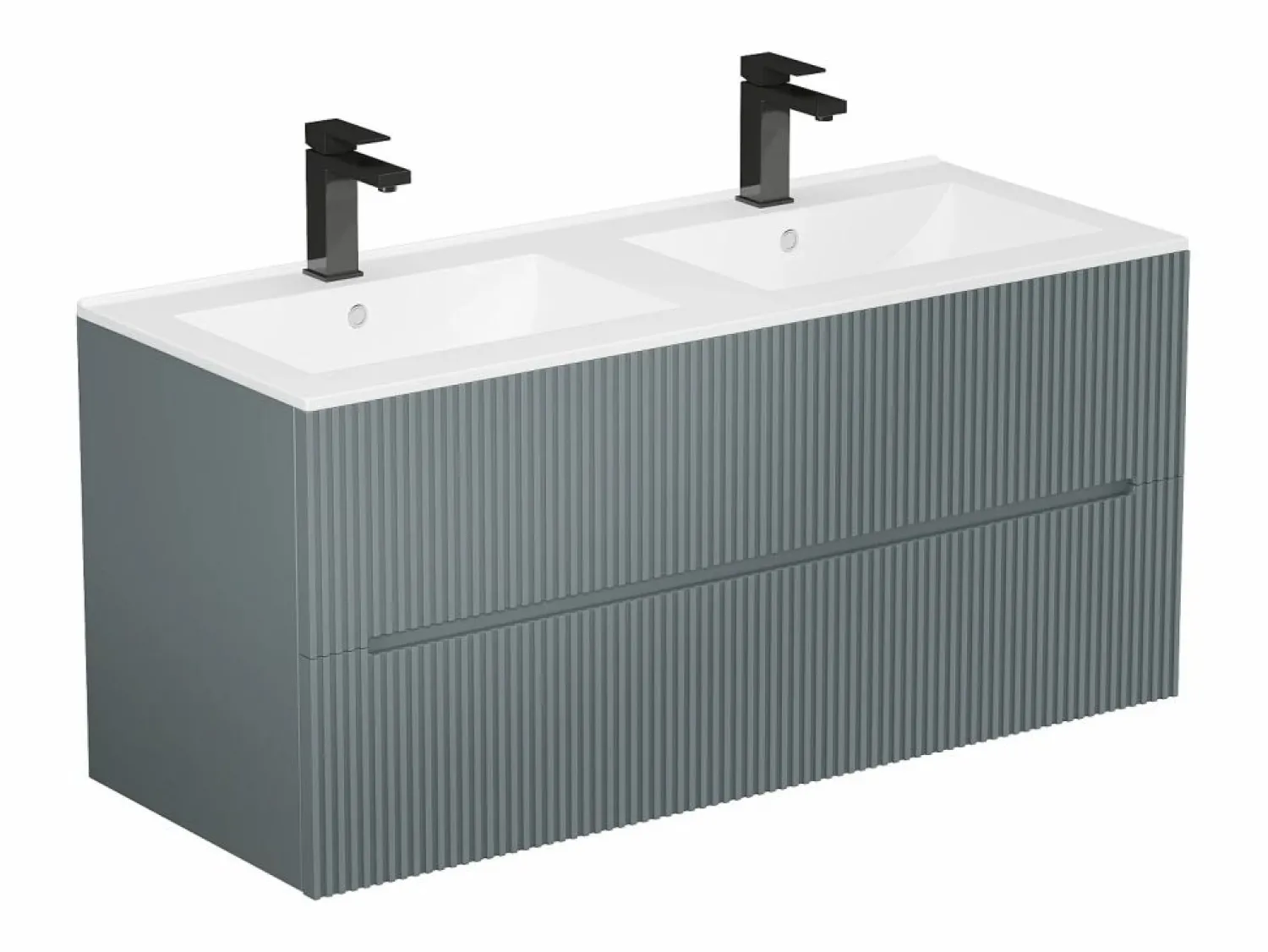 Online Vente-unique Mueble de baño suspendido con lavabo y grifo - Estriado - 120 cm - PAVANI Gris