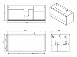 Vente-unique Mueble de baño suspendido con lavabo, 120 cm, PUJUKA