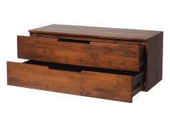 Clearance Vente-unique Mueble de baño suspendido de teca oscura - 2 cajones - 115 cm - BIMBING Color natural oscuro