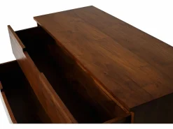 Clearance Vente-unique Mueble de baño suspendido de teca oscura - 2 cajones - 115 cm - BIMBING Color natural oscuro