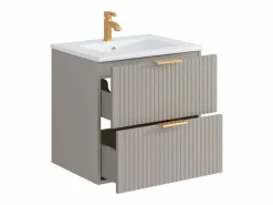 Vente-unique Mueble de baño suspendido con lavabo encastrado - - 60 cm - ZEVARA