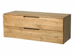 Mueble de baño suspendido de teca clara - 2 cajones - 115 cm - BIMBING Mueble De Lavabo