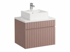 Outlet Vente-unique Mueble de baño suspendido rosa con lavabo sobre encimera, 60 cm, SATARA Rosa palo