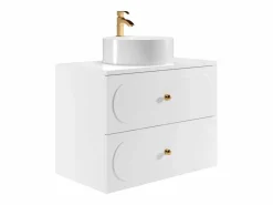 Vente-unique Mueble de baño suspendido con lavabo sobre encimera redondo, 80 cm, SATOBAL
