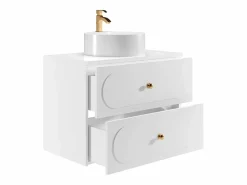 Vente-unique Mueble de baño suspendido con lavabo sobre encimera redondo, 80 cm, SATOBAL