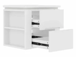 Sale Mueble de baño suspendido con lavabo de cerámica - con LED - 2 cajones - 2 estantes laterales - (grifo no incluido) Mueble De Baño Simple