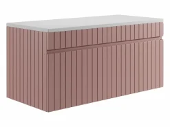 New Vente-unique Mueble de baño suspendido rosa con lavabo sobre encimera, 100 cm, SATARA Rosa palo