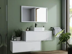 Hot Vente-unique Mueble de baño suspendido con lavabo individual, , 2 cajones, 94 cm, TEANA Blanco