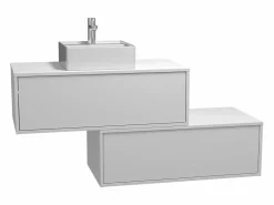 Hot Vente-unique Mueble de baño suspendido con lavabo individual, , 2 cajones, 94 cm, TEANA Blanco