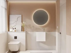 Sale Shower & Design Mueble de baño suspendido de solid surface con estante 40 cm - PUMORI Blanco