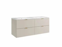 Vente-unique Mueble de baño suspendido con lavabo encastrado - - 120 cm - LAVENA Beige