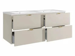 Vente-unique Mueble de baño suspendido con lavabo encastrado - - 120 cm - LAVENA Beige