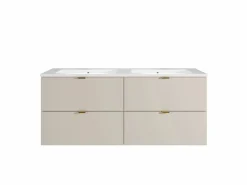 Vente-unique Mueble de baño suspendido con lavabo encastrado - - 120 cm - LAVENA Beige