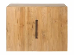 Vente-unique Mueble de baño suspendido de teca con lavabo - 80 cm - SAWAN