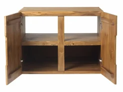 Vente-unique Mueble de baño suspendido de teca con lavabo - 80 cm - SAWAN