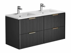 Vente-unique Mueble de baño suspendido con lavabo encastrado, 120 cm, ZEVARA, con canalé