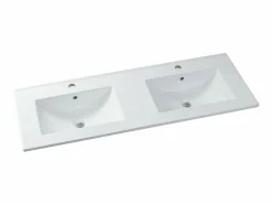 Vente-unique Mueble de baño suspendido con lavabo encastrado, 120 cm, ZEVARA, con canalé