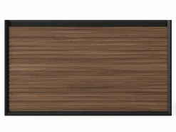 Vente-unique Mueble de baño suspendido rayado - Color natural oscuro y negro - 80 cm - BANIVA