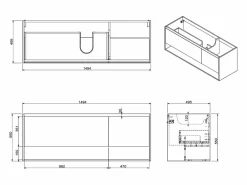 Vente-unique Mueble de baño suspendido con lavabo, 150 cm, PUJUKA