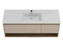 Vente-unique Mueble de baño suspendido con lavabo, 150 cm, PUJUKA