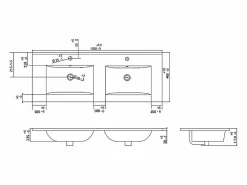Hot Vente-unique Mueble de baño suspendido con lavabo y grifo - Estriado azul - 120 cm - PAVANI Azul oscuro