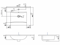 Online Mueble de baño suspendido con lavabo encastrado de 60 cm, color , ZEVARA Mueble De Baño Simple