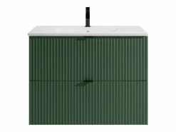 Discount Mueble de baño suspendido estriado mate, lavabo para encastrar, , 80 cm, ZEVINI Mueble De Baño Simple