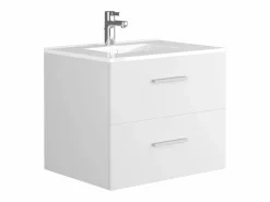 Vente-unique Mueble de baño suspendido KAYLA con lavabo individual y columna, , 60 cm