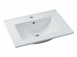 Vente-unique Mueble de baño suspendido KAYLA con lavabo individual y columna, , 60 cm