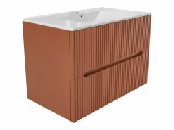 Sale Mueble de baño suspendido, lavabo de encastre y columna, estriado - PAVANI Conjunto De Baño