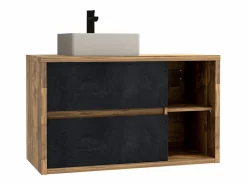Vente-unique Mueble de baño suspendido con lavabo - cuarto de baño estilo loft - 100 cm - TIKITIKI
