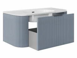 Hot Mueble de baño suspendido mate rayado con lavabo empotrado, 100 cm - LOMERI Mueble De Baño Simple