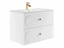 Vente-unique Mueble de baño suspendido con lavabo de encastre, 80 cm, SATOBAL