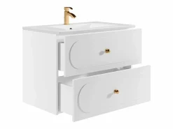 Vente-unique Mueble de baño suspendido con lavabo de encastre, 80 cm, SATOBAL