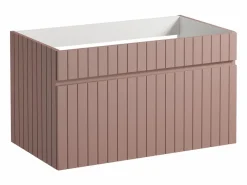 Vente-unique Mueble de baño suspendido rosa con lavabo encastrado, 80 cm, SATARA