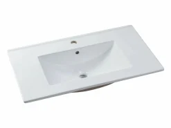 Vente-unique Mueble de baño suspendido rosa con lavabo encastrado, 80 cm, SATARA