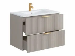 Vente-unique Mueble de baño suspendido con lavabo encastrado de canalé , 80 cm, ZEVARA