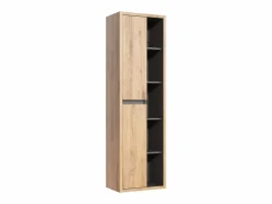 Vente-unique Mueble de baño suspendido con lavabo cuadrado y columna, 100 cm, Color natural, PURNAL