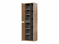 Vente-unique Mueble de baño suspendido con lavabo cuadrado y columna, 100 cm, Color natural, PURNAL