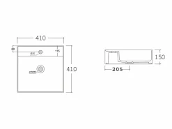 Vente-unique Mueble de baño suspendido con lavabo cuadrado y columna, 100 cm, Color natural, PURNAL