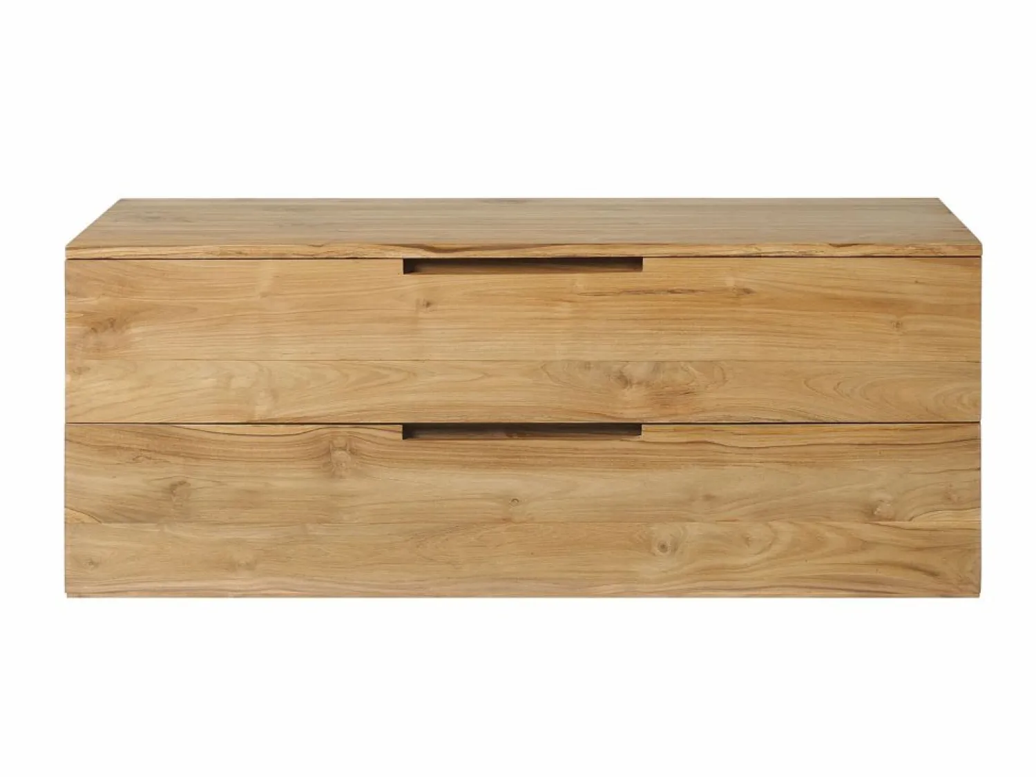 Outlet Vente-unique Mueble de baño suspendido de teca clara con doble lavabo - 115 cm - BIMBING Color natural claro