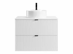 Sale Vente-unique Mueble de baño suspendido con lavabo sobre encimera, mate, An80 cm, ZEVINI Blanco