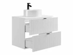 Sale Vente-unique Mueble de baño suspendido con lavabo sobre encimera, mate, An80 cm, ZEVINI Blanco