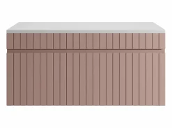 Best Vente-unique Mueble de baño suspendido rayado rosa con tablero, 100 cm, SATARA Rosa palo